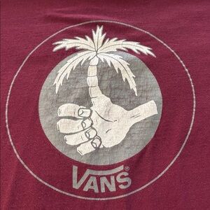 VANS Thumbs Up Palm Tree Maroon Unisex Shirt - 2XL 🛹